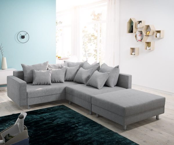 DELIFE Ecksofa Clovis Grau Flachgewebe Hocker Armlehne Ottomane Links Modulsofa, Design Ecksofas, Couch Loft, Modulsofa, modular DELIFE Ecksofa Clovis Grau Flachgewebe Hocker Armlehne Ottomane Links Modulsofa, Design Ecksofas, Couch Loft, Modulsofa, modular