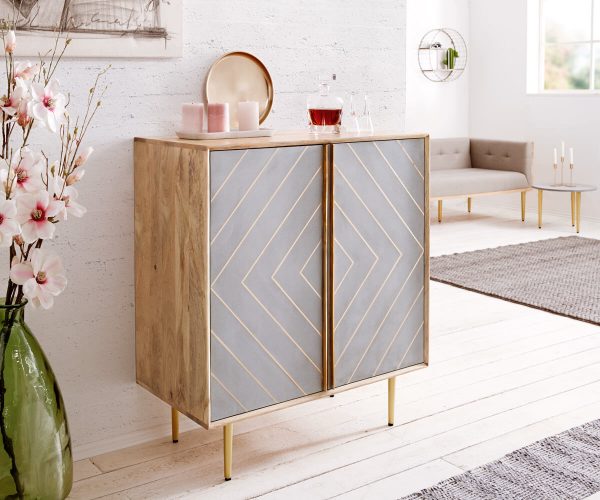 DELIFE Sideboard Metropolitan 88 cm Mango Natur 2 Türen Beton Messing, Sideboards DELIFE Sideboard Metropolitan 88 cm Mango Natur 2 Türen Beton Messing, Sideboards