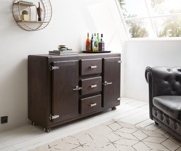 DELIFE Sideboard Zakarya 150 cm Akazie Tabak 3 Schübe Massiv, Sideboards DELIFE Sideboard Zakarya 150 cm Akazie Tabak 3 Schübe Massiv, Sideboards