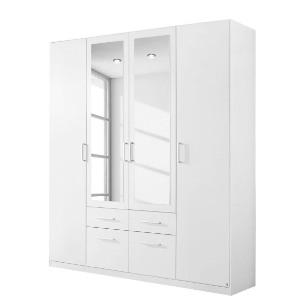 Drehtürenschrank Bingen - Alpinweiß - 181 cm (4-türig) - 2 Spiegeltüren Drehtürenschrank Bingen - Alpinweiß - 181 cm (4-türig) - 2 Spiegeltüren