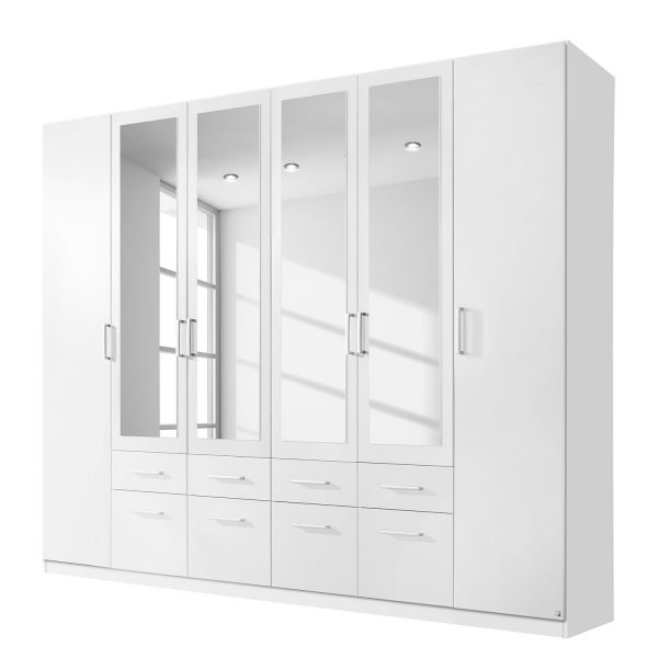Drehtürenschrank Bingen - Alpinweiß - 271 cm (6-türig) - 4 Spiegeltüren Drehtürenschrank Bingen - Alpinweiß - 271 cm (6-türig) - 4 Spiegeltüren