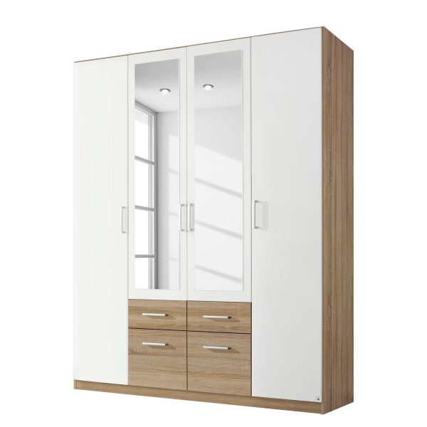 Drehtürenschrank Bingen - Eiche Riviera Dekor - 181 cm (4-türig) - 2 Spiegeltüren Drehtürenschrank Bingen - Eiche Riviera Dekor - 181 cm (4-türig) - 2 Spiegeltüren