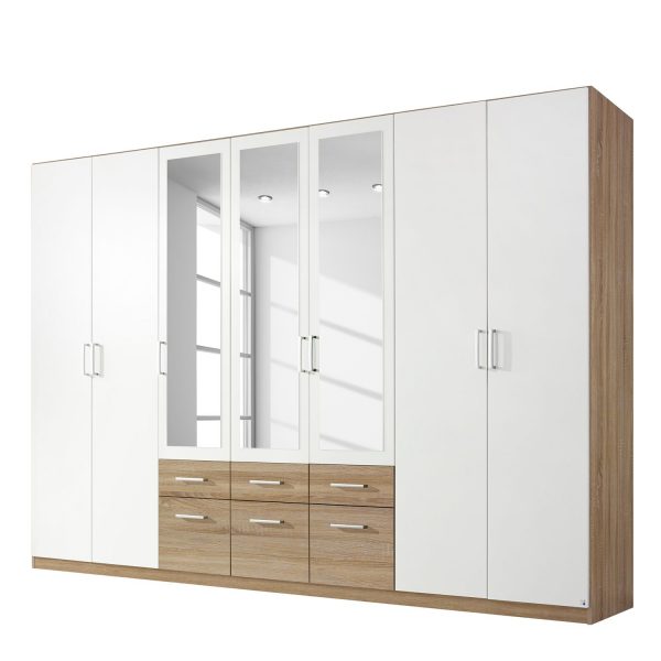 Drehtürenschrank Bingen - Eiche Riviera Dekor - 315 cm (7-türig) - 3 Spiegeltüren Drehtürenschrank Bingen - Eiche Riviera Dekor - 315 cm (7-türig) - 3 Spiegeltüren