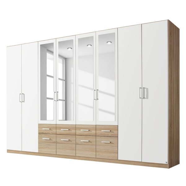 Drehtürenschrank Bingen - Eiche Riviera Dekor - 360 cm (8-türig) - 4 Spiegeltüren Drehtürenschrank Bingen - Eiche Riviera Dekor - 360 cm (8-türig) - 4 Spiegeltüren