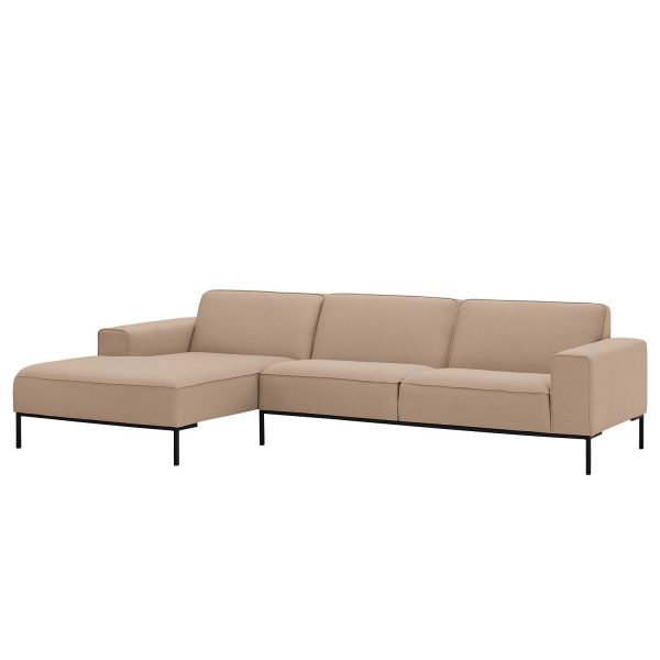 Ecksofa Ampio II Webstoff - Longchair/Ottomane davorstehend links - Schwarz - Stoff Floreana Kamel Ecksofa Ampio II Webstoff - Longchair/Ottomane davorstehend links - Schwarz - Stoff Floreana Kamel