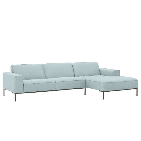 Ecksofa Ampio II Webstoff - Longchair/Ottomane davorstehend rechts - Grau - Stoff Floreana Mintgrün Ecksofa Ampio II Webstoff - Longchair/Ottomane davorstehend rechts - Grau - Stoff Floreana Mintgrün