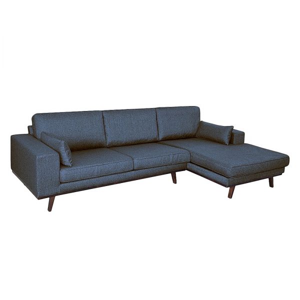 Ecksofa Billund Strukturstoff - Longchair/Ottomane davorstehend rechts - Dunkelblau Ecksofa Billund Strukturstoff - Longchair/Ottomane davorstehend rechts - Dunkelblau