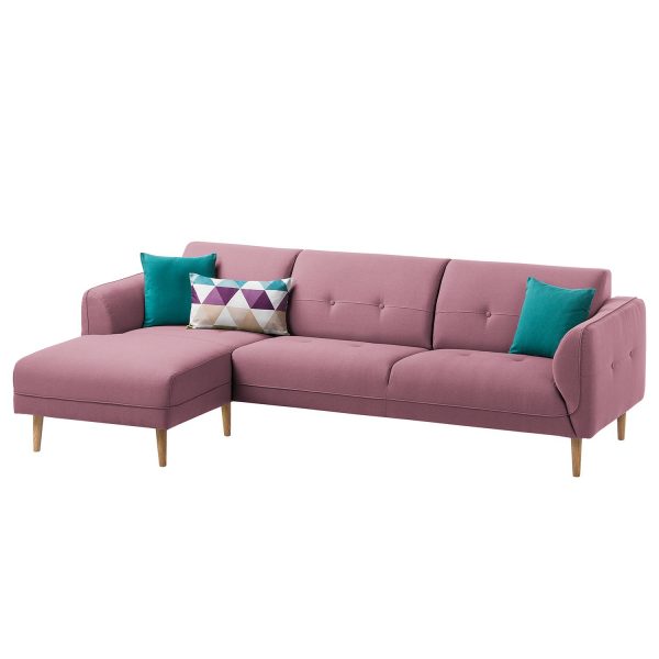 Ecksofa Cala I Strukturstoff - Longchair davorstehend links - Eiche Natur - Stoff Osta Flieder Ecksofa Cala I Strukturstoff - Longchair davorstehend links - Eiche Natur - Stoff Osta Flieder