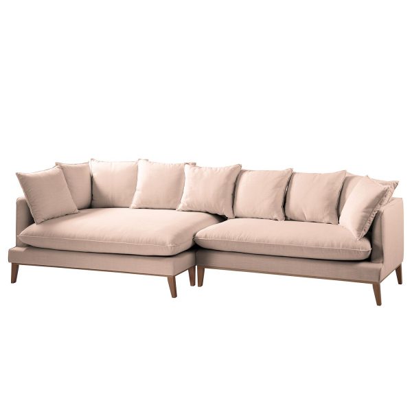 Ecksofa XL Lavina Webstoff - Ottomane davorstehend links - Stoff Moretey Rosé Ecksofa XL Lavina Webstoff - Ottomane davorstehend links - Stoff Moretey Rosé