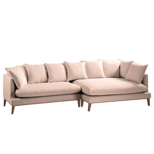 Ecksofa XL Lavina Webstoff - Ottomane davorstehend rechts - Stoff Moretey Rosé Ecksofa XL Lavina Webstoff - Ottomane davorstehend rechts - Stoff Moretey Rosé