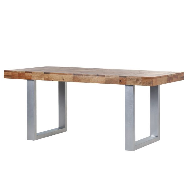 Esstisch Camibar I - Altholz massiv / Metall - Braun / Silber Esstisch Camibar I - Altholz massiv / Metall - Braun / Silber