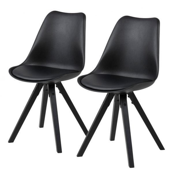 Esszimmerstuhl Aledas (2er-Set) - Kunststoff / Gummibaum massiv - Schwarz Esszimmerstuhl Aledas (2er-Set) - Kunststoff / Gummibaum massiv - Schwarz