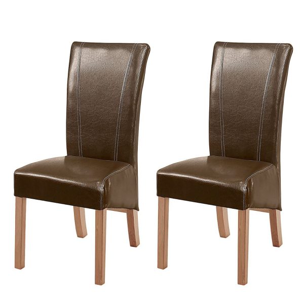 Esszimmerstuhl Karlsborg (2er-Set) - Kunstleder Braun/Eiche Esszimmerstuhl Karlsborg (2er-Set) - Kunstleder Braun/Eiche