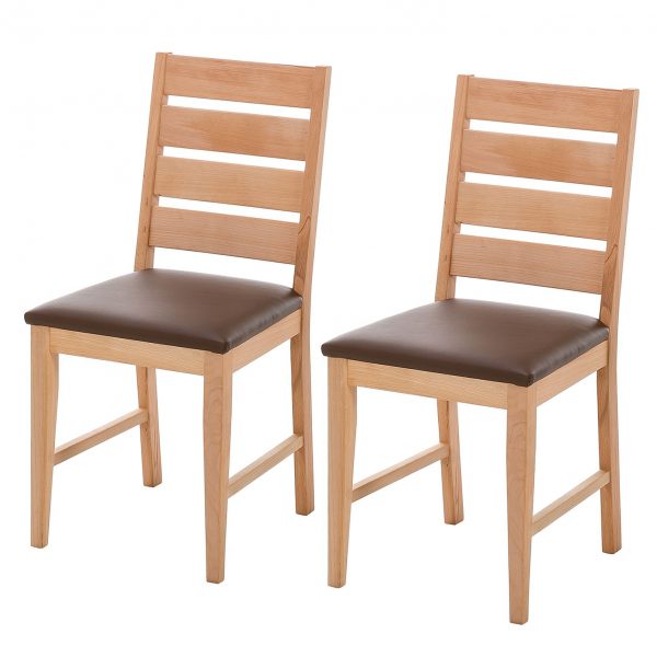 Esszimmerstuhl TanamiWOOD II Kunstleder (2er-Set) - Buche / Braun Esszimmerstuhl TanamiWOOD II Kunstleder (2er-Set) - Buche / Braun