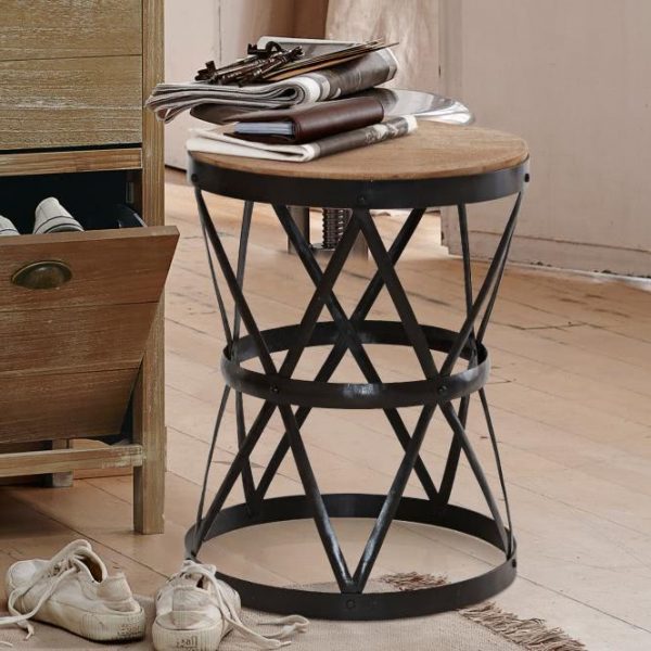 Hocker Carey schwarz/braun HxØ ca. 61x48 cm Hocker Carey schwarz/braun HxØ ca. 61x48 cm