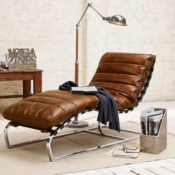 Lounger Van Buren braun/silber H/B/T ca. 150/63/79 cm Lounger Van Buren braun/silber H/B/T ca. 150/63/79 cm