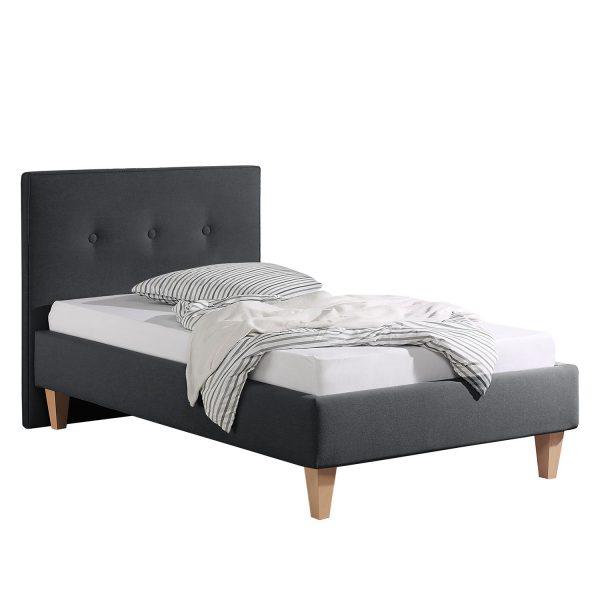 Polsterbett Alnarp Strukturstoff - 100 x 200cm - Bettgestell ohne Matratze & Lattenrost - Anthrazit Polsterbett Alnarp Strukturstoff - 100 x 200cm - Bettgestell ohne Matratze & Lattenrost - Anthrazit
