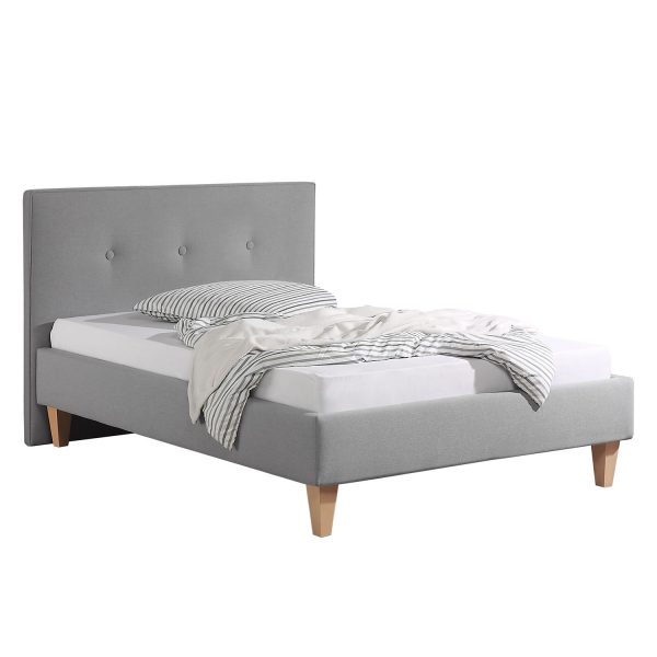 Polsterbett Alnarp Strukturstoff - 140 x 200cm - Bettgestell mit Lattenrost - Granit Polsterbett Alnarp Strukturstoff - 140 x 200cm - Bettgestell mit Lattenrost - Granit
