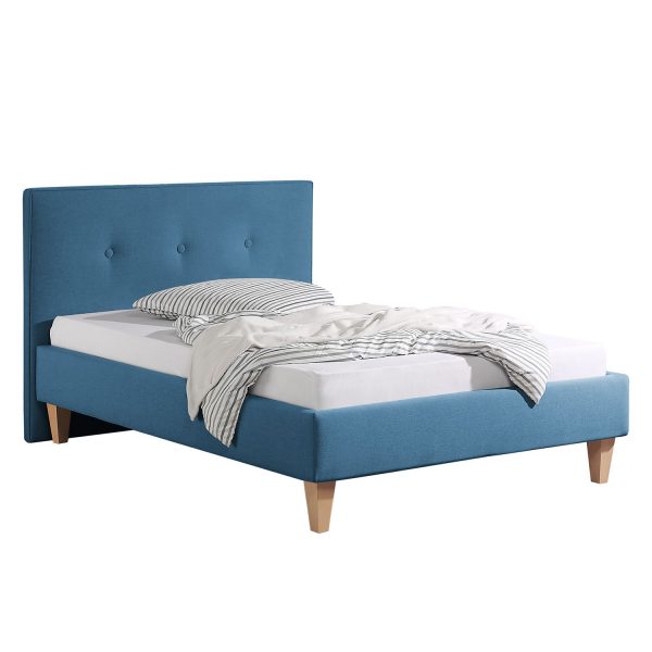 Polsterbett Alnarp Strukturstoff - 140 x 200cm - Bettgestell mit Lattenrost - Jeansblau Polsterbett Alnarp Strukturstoff - 140 x 200cm - Bettgestell mit Lattenrost - Jeansblau
