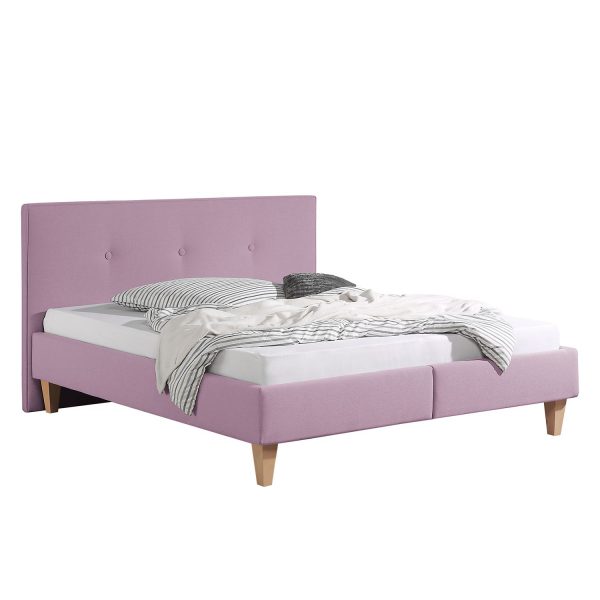 Polsterbett Alnarp Strukturstoff - 200 x 200cm - Bettgestell mit Lattenrost - Mauve Polsterbett Alnarp Strukturstoff - 200 x 200cm - Bettgestell mit Lattenrost - Mauve