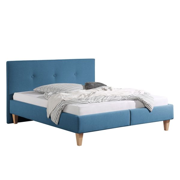 Polsterbett Alnarp Strukturstoff - 200 x 200cm - Bettgestell ohne Matratze & Lattenrost - Jeansblau Polsterbett Alnarp Strukturstoff - 200 x 200cm - Bettgestell ohne Matratze & Lattenrost - Jeansblau