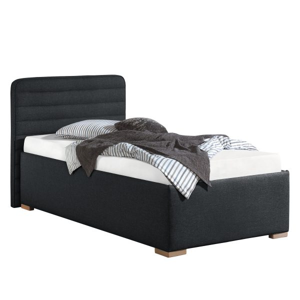 Polsterbett Vitaby Strukturstoff - 100 x 200cm - Bettgestell mit Lattenrost - Anthrazit Polsterbett Vitaby Strukturstoff - 100 x 200cm - Bettgestell mit Lattenrost - Anthrazit