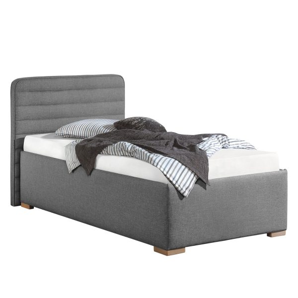 Polsterbett Vitaby Strukturstoff - 100 x 200cm - Bettgestell mit Lattenrost - Grau Polsterbett Vitaby Strukturstoff - 100 x 200cm - Bettgestell mit Lattenrost - Grau