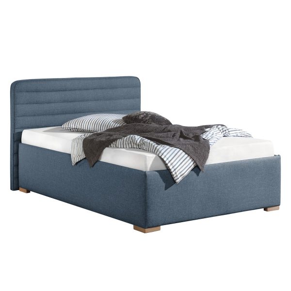 Polsterbett Vitaby Strukturstoff - 140 x 200cm - Bettgestell mit Lattenrost - Jeansblau Polsterbett Vitaby Strukturstoff - 140 x 200cm - Bettgestell mit Lattenrost - Jeansblau