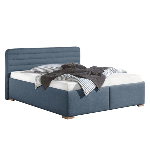 Polsterbett Vitaby Strukturstoff - 200 x 200cm - Bettgestell mit Lattenrost - Jeansblau Polsterbett Vitaby Strukturstoff - 200 x 200cm - Bettgestell mit Lattenrost - Jeansblau