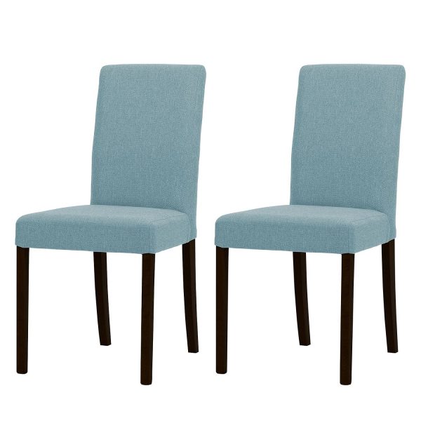 Polsterstuhl Corinna (2er-Set) - Webstoff - Buche Dunkel - Stoff Suria Hellblau Polsterstuhl Corinna (2er-Set) - Webstoff - Buche Dunkel - Stoff Suria Hellblau