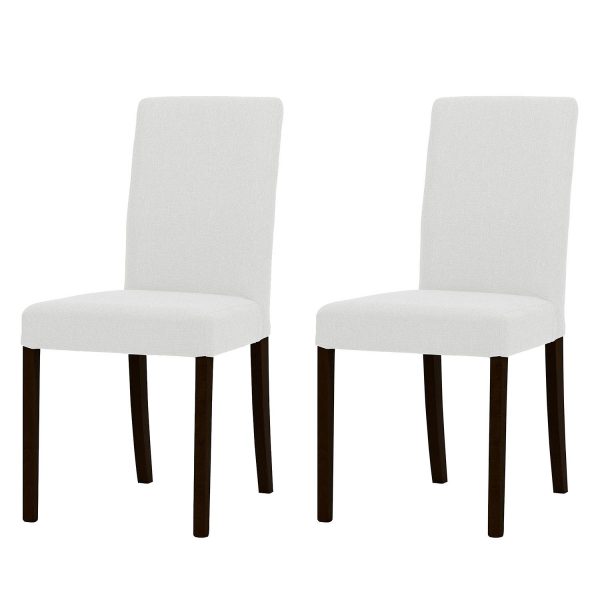 Polsterstuhl Corinna (2er-Set) - Webstoff - Buche Dunkel - Stoff Suria Weiß Polsterstuhl Corinna (2er-Set) - Webstoff - Buche Dunkel - Stoff Suria Weiß