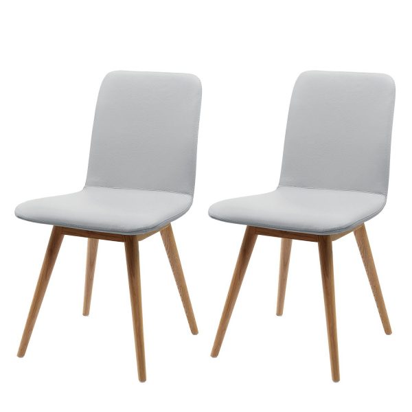 Polsterstuhl Loca (2er-Set) - Eiche massiv - Echtleder Tupi Hellgrau Polsterstuhl Loca (2er-Set) - Eiche massiv - Echtleder Tupi Hellgrau