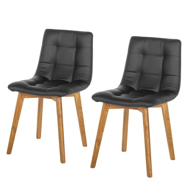 Polsterstuhl Saleno II (2er-Set) - Kunstleder - Schwarz / Eiche Polsterstuhl Saleno II (2er-Set) - Kunstleder - Schwarz / Eiche