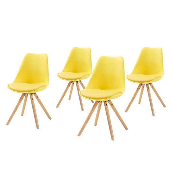 Polsterstuhl Thirza (4er Set) - Kunststoff / Buche massiv - Gelb Polsterstuhl Thirza (4er Set) - Kunststoff / Buche massiv - Gelb
