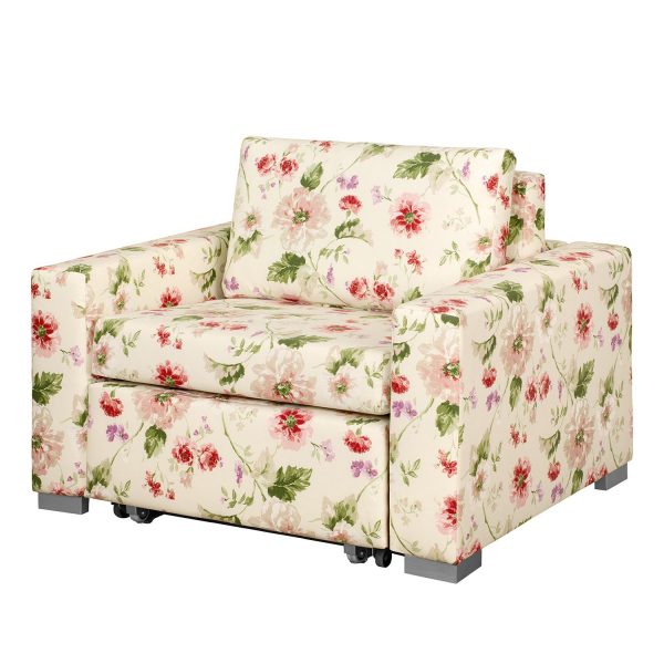 Schlafsessel Latina VIII Flachgewebe geblümt - Beige / Rosa Schlafsessel Latina VIII Flachgewebe geblümt - Beige / Rosa