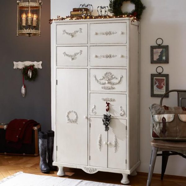 Schrank Hillrose antikweiß H/B/T ca. 160/80/40 cm Schrank Hillrose antikweiß H/B/T ca. 160/80/40 cm