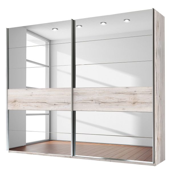 Schwebetürenschrank Eylau - Sandeiche Dekor / Spiegelglas Schwebetürenschrank Eylau - Sandeiche Dekor / Spiegelglas