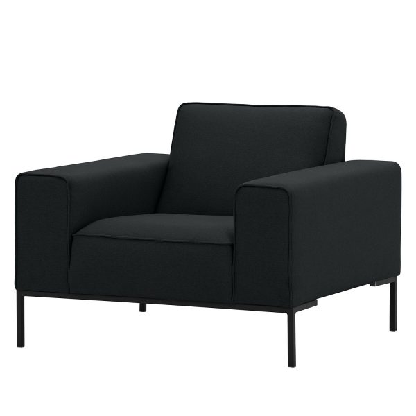 Sessel Ampio Webstoff - Schwarz - Stoff Floreana Anthrazit Sessel Ampio Webstoff - Schwarz - Stoff Floreana Anthrazit