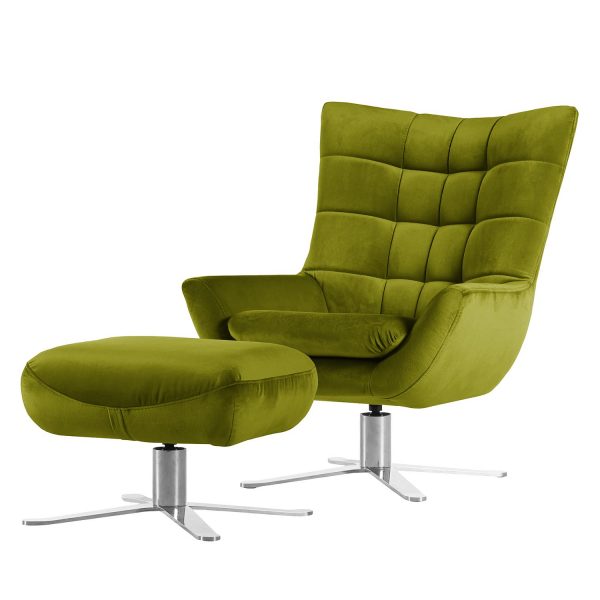 Sessel Chassy Microfaser - Mit Hocker - Avocado Sessel Chassy Microfaser - Mit Hocker - Avocado