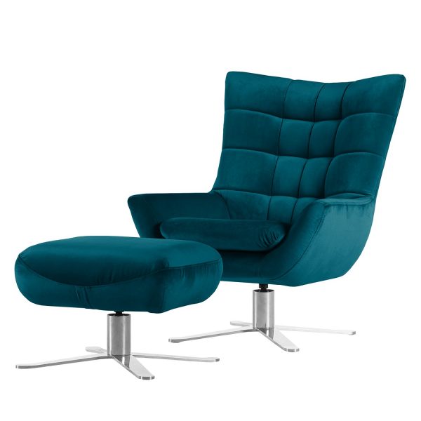 Sessel Chassy Microfaser - Mit Hocker - Petrol Sessel Chassy Microfaser - Mit Hocker - Petrol