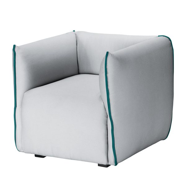 Sessel Grady II Webstoff - Ohne Hocker - Hellgrau / Türkis Sessel Grady II Webstoff - Ohne Hocker - Hellgrau / Türkis