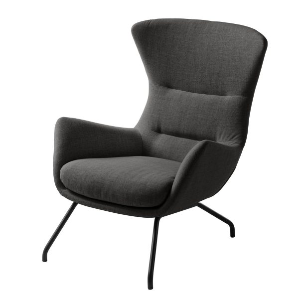 Sessel Hepburn II - Schwarz - Stoff Milan Anthrazit Sessel Hepburn II - Schwarz - Stoff Milan Anthrazit