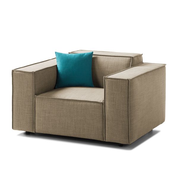 Sessel Kinx Webstoff - Stoff Milan Grau-Braun Sessel Kinx Webstoff - Stoff Milan Grau-Braun