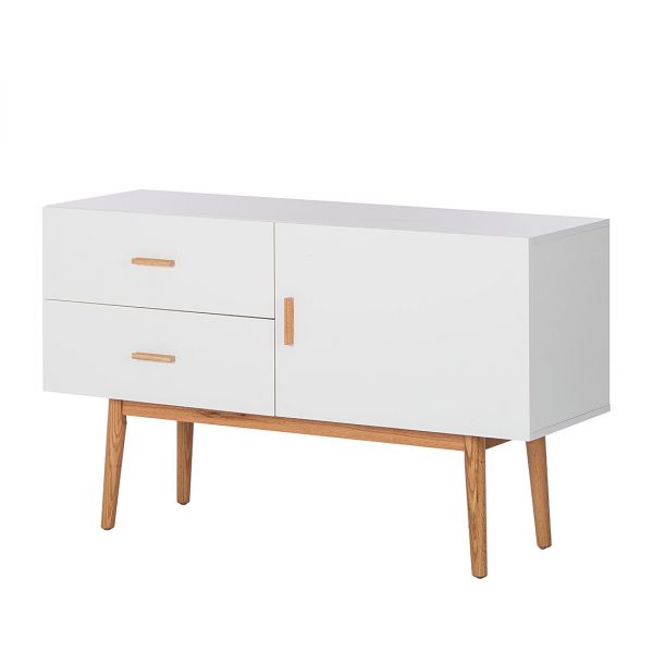 Sideboard Lindholm II - Weiß Dekor/Eiche massiv Sideboard Lindholm II - Weiß Dekor/Eiche massiv