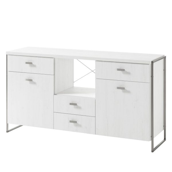 Sideboard Pryor - Pinie Weiß Dekor / Silber Sideboard Pryor - Pinie Weiß Dekor / Silber