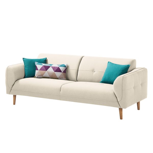 Sofa Cala (3-Sitzer) Webstoff - Eiche Natur - Stoff Osta Altweiß Sofa Cala (3-Sitzer) Webstoff - Eiche Natur - Stoff Osta Altweiß
