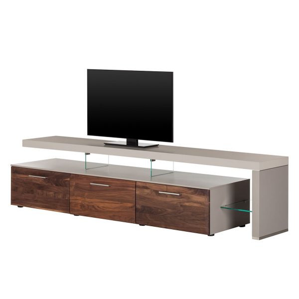 TV-Lowboard Solano II - Ohne Beleuchtung - Nussbaum / Platingrau - Mit TV-Bank rechts TV-Lowboard Solano II - Ohne Beleuchtung - Nussbaum / Platingrau - Mit TV-Bank rechts