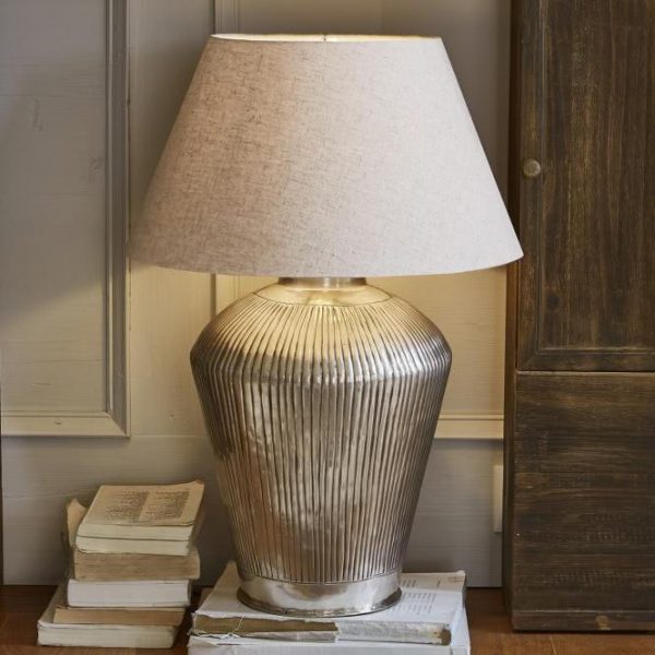 Tischlampe Caulières antiksilber/weiß HxØ ca. 66x42 cm Tischlampe Caulières antiksilber/weiß HxØ ca. 66x42 cm