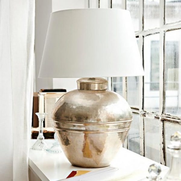 Tischlampe Madison antiksilber/creme Fuß: H/Ø ca. 44/32 cm Tischlampe Madison antiksilber/creme Fuß: H/Ø ca. 44/32 cm
