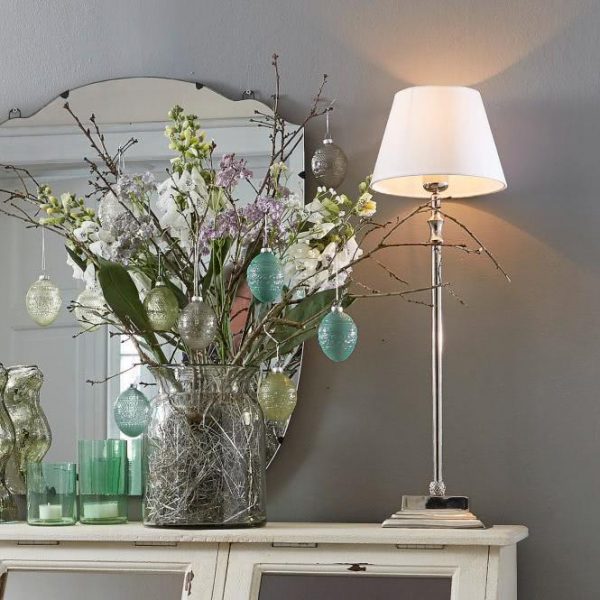 Tischlampe Mayfair silber/weiß Gesamthöhe ca. 72 cm Tischlampe Mayfair silber/weiß Gesamthöhe ca. 72 cm